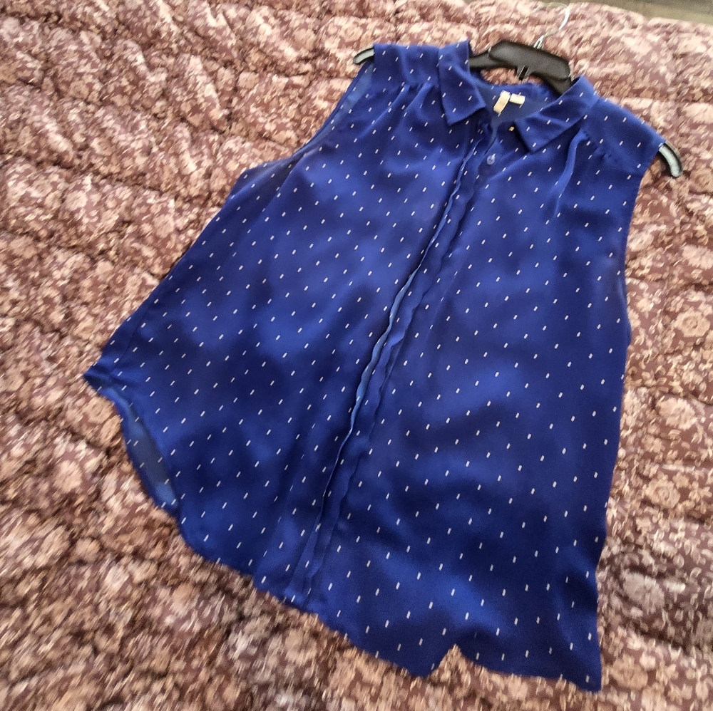 Blue Sleeveless Blouse